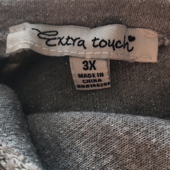 EXTRA Touch gray 3/4 sleeve loose knit back sweater size 3X - Picture 9 of 10